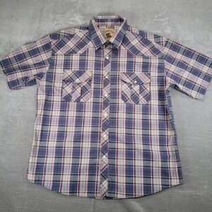 COEVALS CLUB Mens Plaid Short Sleeve Snap Front Western Shirt XXL